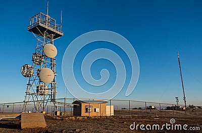 Television towers on Mt Major in Dookie, Australia. Editorial Stock Photo