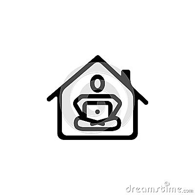 Telework icon in black. Freelance. Career, work during quarantine. Webinar, online conferences, lectures, and quarantined online Vector Illustration