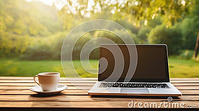 Telework outdoors ai generated laptop template Stock Photo