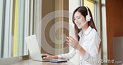 Telework video meeting at home Stock Photo