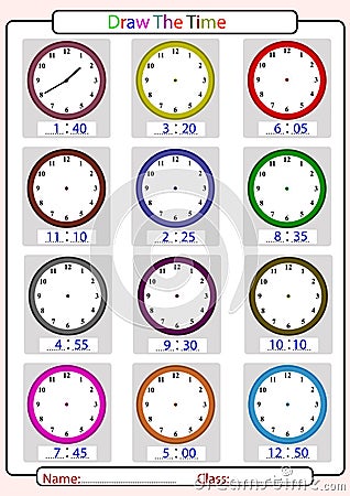 Telling the time, draw the time Vector Illustration