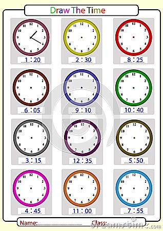 Telling the time, draw the time Vector Illustration