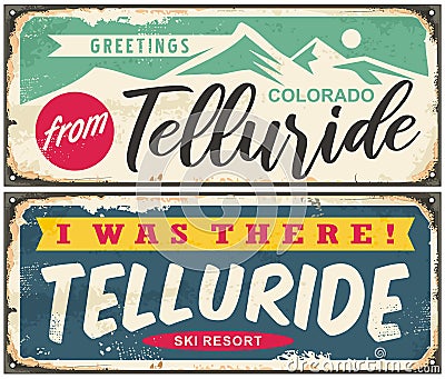 Telluride Colorado retro greeting cards design Vector Illustration