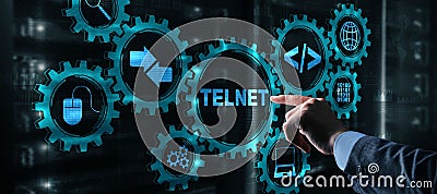 Telnet Virtual terminal client. Internet and Network concept. Teletype Network Protocol Stock Photo