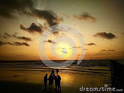 Teluk Penyu Golden Sunrise Stock Photo