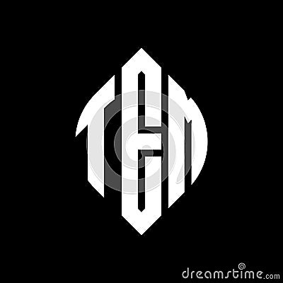 TEM circle letter logo design with circle and ellipse shape. TEM ellipse letters with typographic style. The three initials form a Vector Illustration