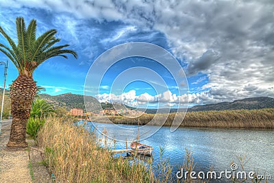 Temo river under a cloudy sky Stock Photo