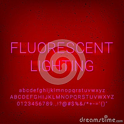Alphabet Neon. Fluorescent lighting font Vector Illustration