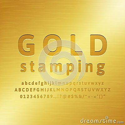 3d Alphabet gold stamping font effect Vector Illustration