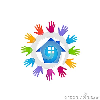 Hands Protect home vector design. Vector Illustration