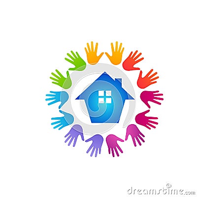 Hands Protect home vector design. Vector Illustration