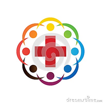 Colourful community medical circle. Vector Illustration