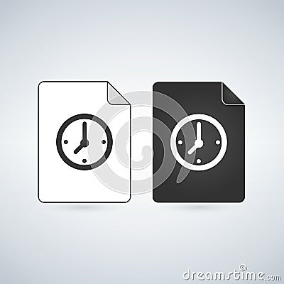 Temp Document file vector icon withclock icon. flat sign for mobile concept and web design. Paper doc simple solid icon. Symbol, l Cartoon Illustration