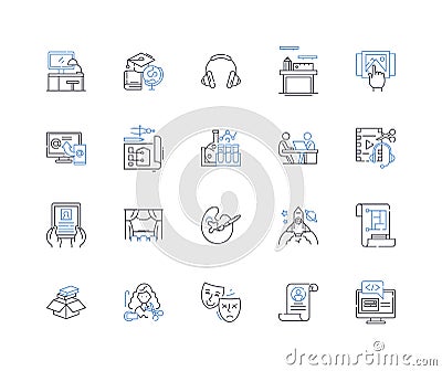 Temp work line icons collection. Flexibility, Variability, Diversity, Adaptability, Short-term, Transitional Vector Illustration