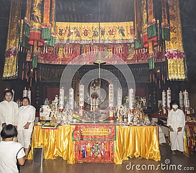 Tempat Suci kiw-Ong-Ea Temple, Trang, Thailand / vegetarian chinese festival Editorial Stock Photo