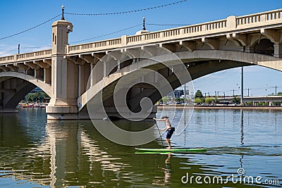 Tempe Town Lake Bridges in Tempe Arizona, America, USA. Editorial Stock Photo