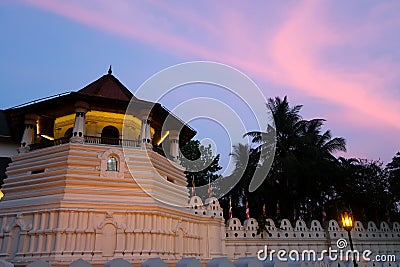 Sunset over the temple of the sacred tooth relic in Kandy, Sri Lanka Stock Photo