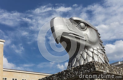 tempelhof Airfield, Berlin, Germany: 15th August 2018: Eagle Head on display in Eagle Square Editorial Stock Photo
