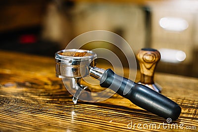 Temper and Holder barista tool Stock Photo