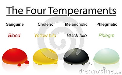 Temperaments Four Humors Drops Vector Illustration