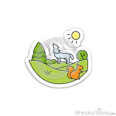 Temperate forest sticker Vector Illustration