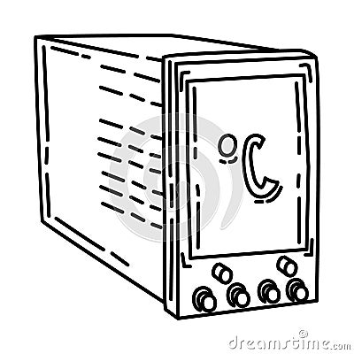 Temperature Controller Machine Icon. Doodle Hand Drawn or Outline Icon Style Vector Illustration