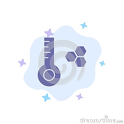 Temperature, Temperature Meter, Thermometer Blue Icon on Abstract Cloud Background Vector Illustration