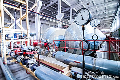 Temperature and pressure sensor near autoclave at factory Stock Photo