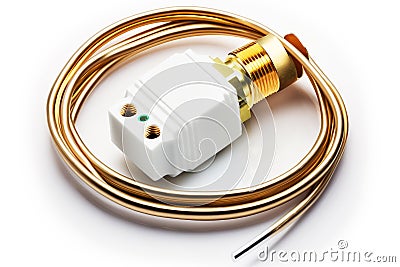 Temperature sensor. Car component on white background. Generative AI. Stock Photo