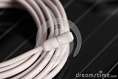 Temperature sensor for infrared floor heating, macro. Copy space for text, thermostat Stock Photo