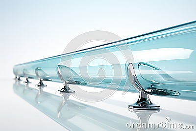 Tempered Glass Railing on white background Stock Photo