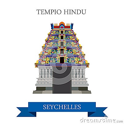 Tempio Hindu Victoria Seychelles Flat historic web Vector Illustration