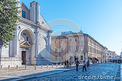 The Tempio Malatestiano (Italian Malatesta Temple) is the cathedral church of Rimini, Italy Editorial Stock Photo