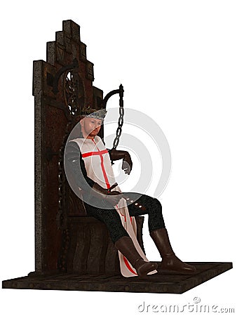 Templar king on throne Stock Photo