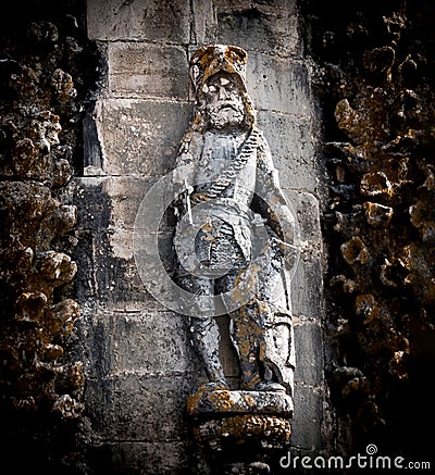 Templar knight detail of the Convent of Christ. Editorial Stock Photo