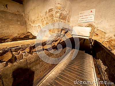 Templar Tunnel in Acre, Israel Editorial Stock Photo