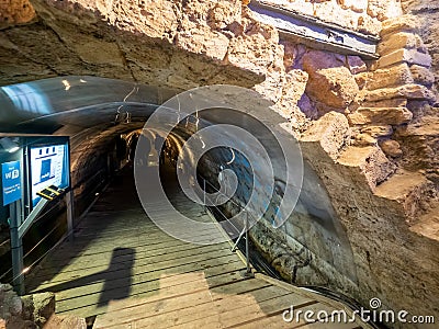 Templar Tunnel in Acre, Israel Editorial Stock Photo
