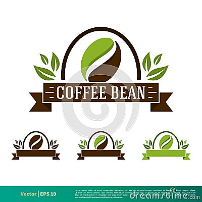 Coffee Bean Set Emblem Icon Vector Logo Template Illustration Design. Vector EPS 10. Vector Illustration