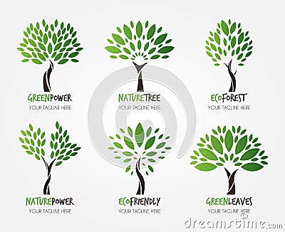 Variety of nature tree emblems Vector Illustration