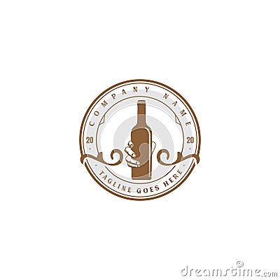 Vintage Retro Whisky Wine Beer Bottle Logo Design Vector Vector Illustration