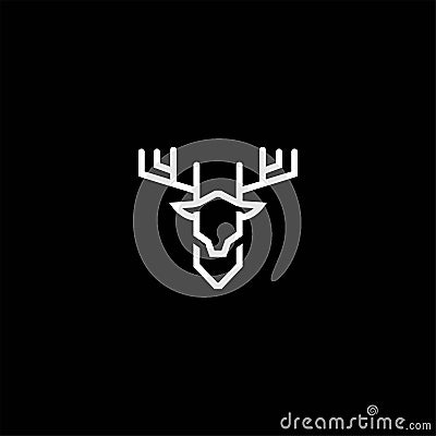 Minimalist Deer Antler Monogram Line Outline Logo Design Vector Vector Illustration
