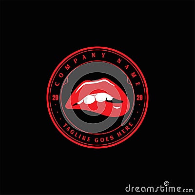 Red Hot Sexy Sensual Naughty Woman Girl Lips Logo Design Vector Vector Illustration