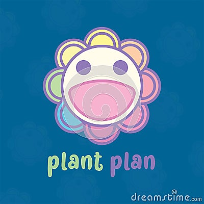 Cute smile flower cartoon logo character vector icon illustration design Cartoon Illustration