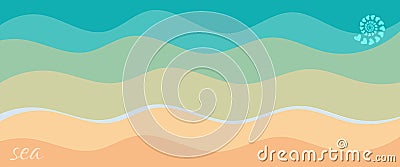 Template with abstract sketchy striped sea image vector illustration Vector Illustration