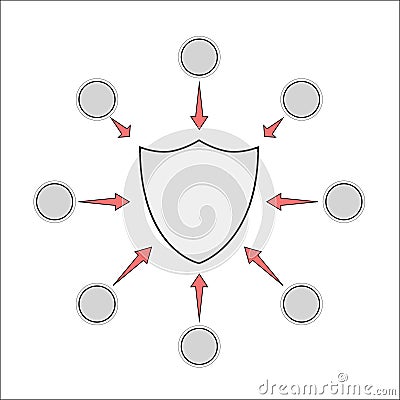 Protection properties. Shield vector. product properties description graphic illustration. Vector Illustration