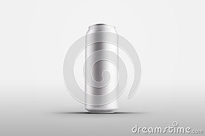 Template aluminum bottle for juice or water, silver matte packaging for presentation design, isolated on a white background Stock Photo