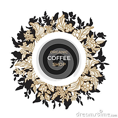 Vector template of coffee branch Vector Illustration