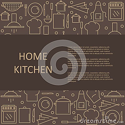 Template articles on home kitchen with space for your text. Vector Illustration
