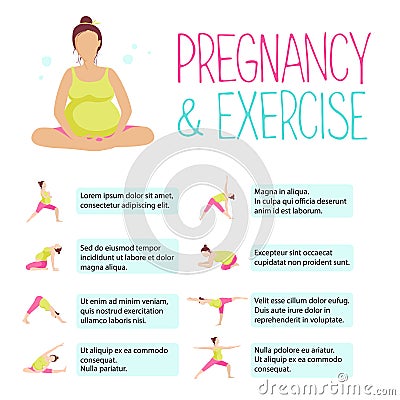 Template of Banner for advertising pregnant yoga. Vector Illustration