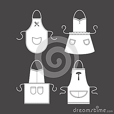 Template Blank White Apron Set. Vector Vector Illustration